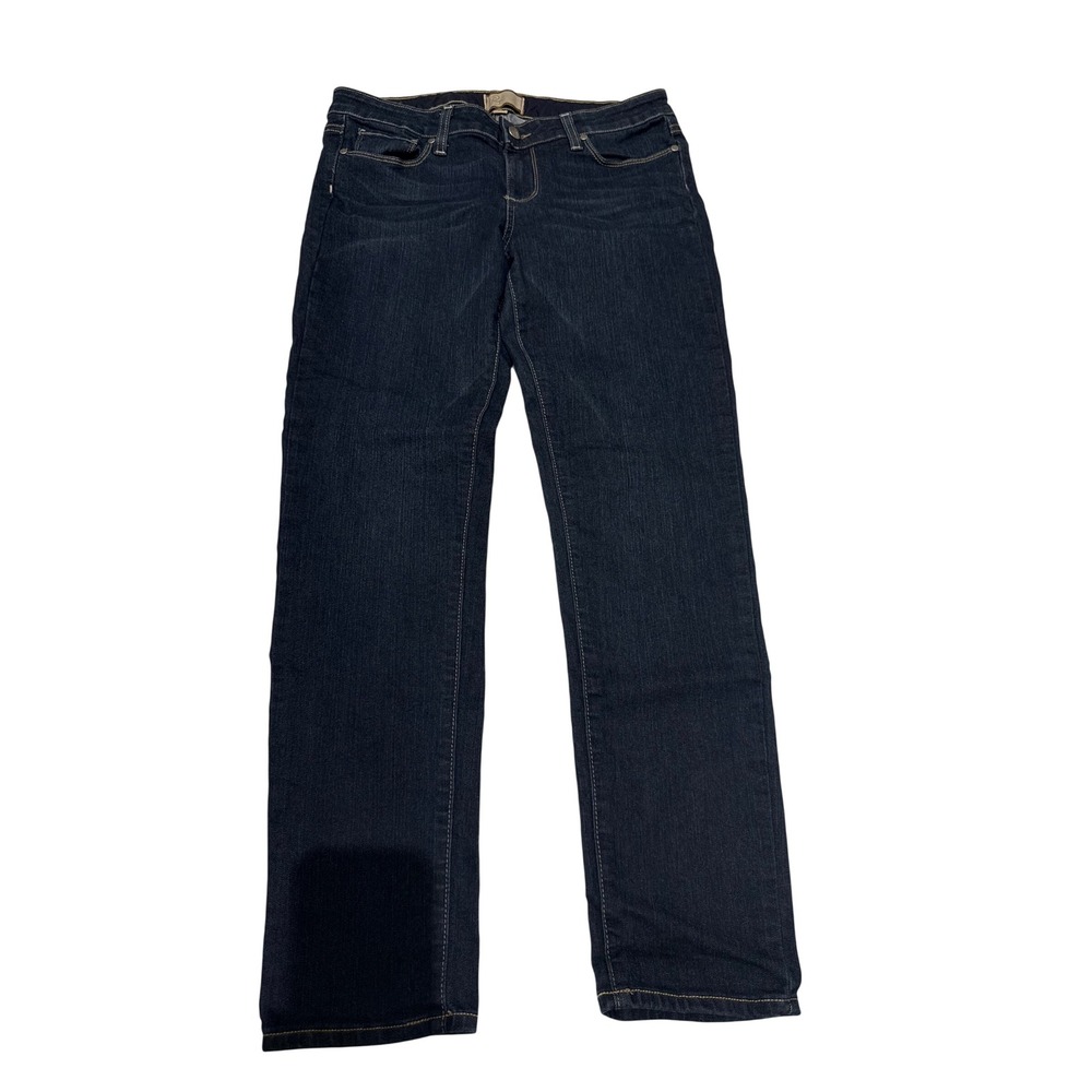 Paige Peg Skinny Jeans 29 Dark Indigo Blue Mid Rise Made in USA Stretch Denim
